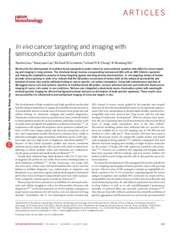 (PDF) In vivo cancer targeting and imaging with semiconductor quantum dots