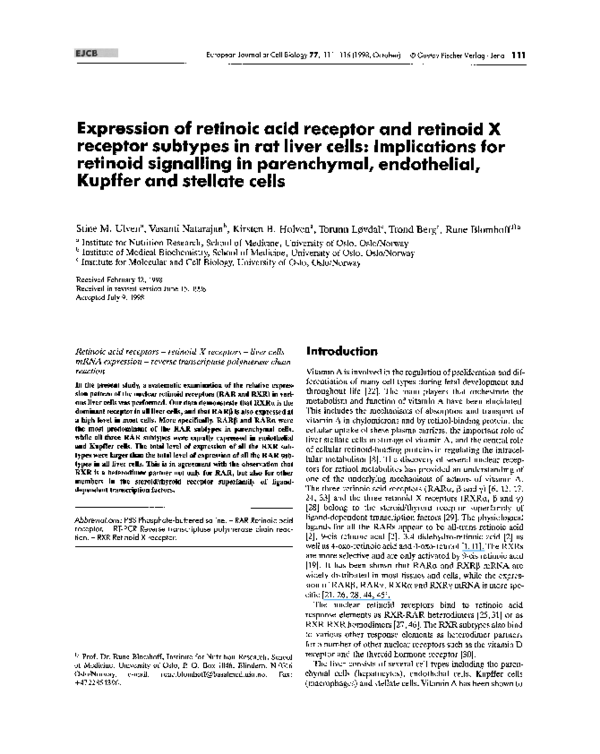 (PDF) Expression of retinoic acid receptor and retinoid X receptor ...
