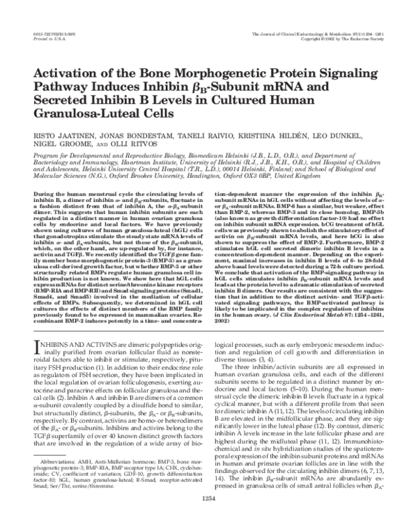 (PDF) Activation of the Bone Morphogenetic Protein Signaling Pathway ...