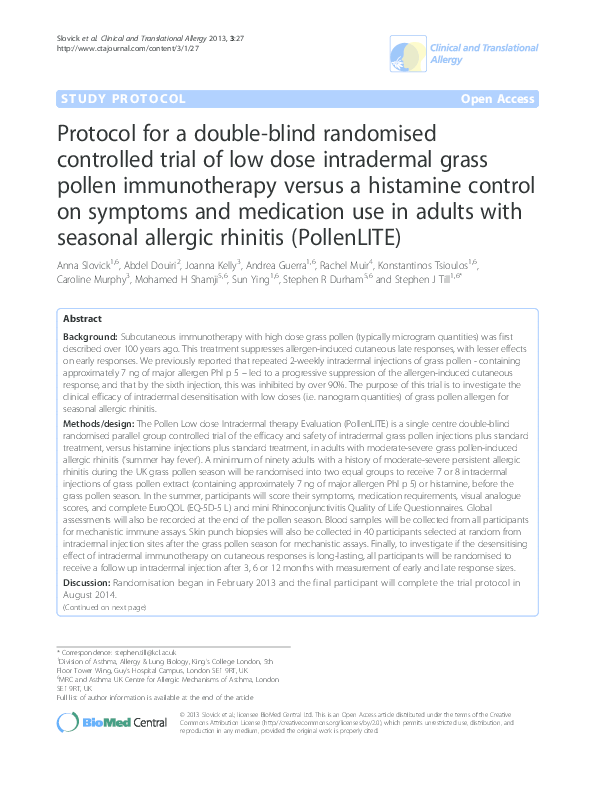(PDF) Protocol for a double-blind randomised controlled trial of low ...