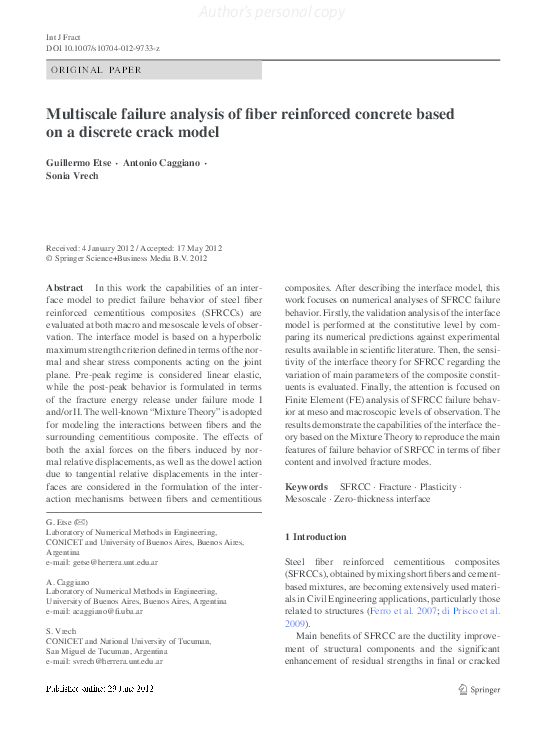 (PDF) Multiscale failure analysis of fiber reinforced concrete based on ...