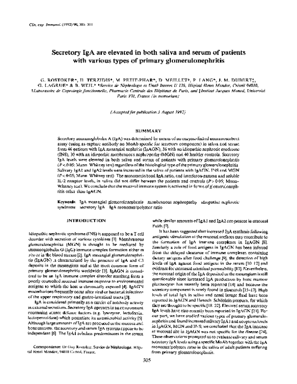 (PDF) Secretory IgA are elevated in both saliva and serum of patients ...