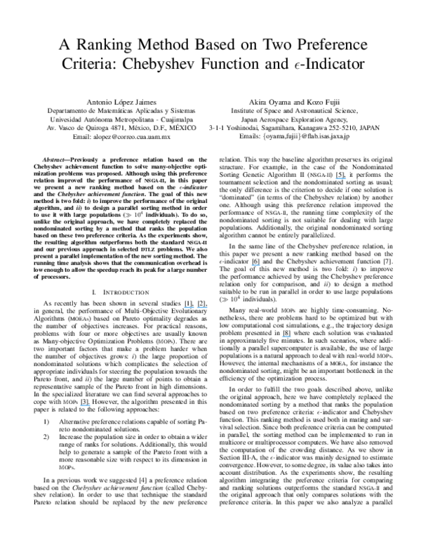 (PDF) A ranking method based on two preference criteria: Chebyshev ...