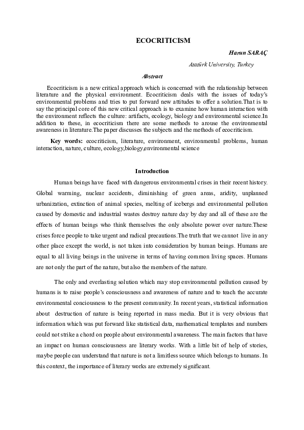 Thesis on ecocriticism pdf image