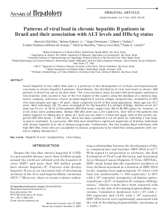 (PDF) Patterns of viral load in chronic hepatitis B patients in Brazil ...
