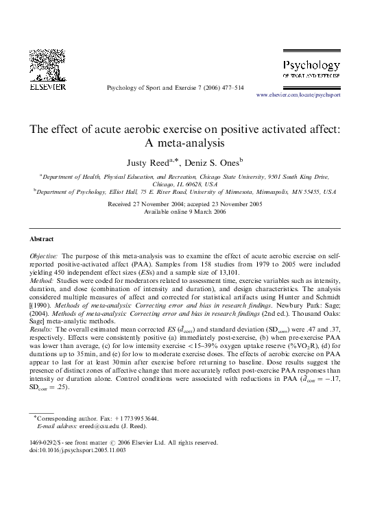 (PDF) The effect of acute aerobic exercise on positive activated affect ...
