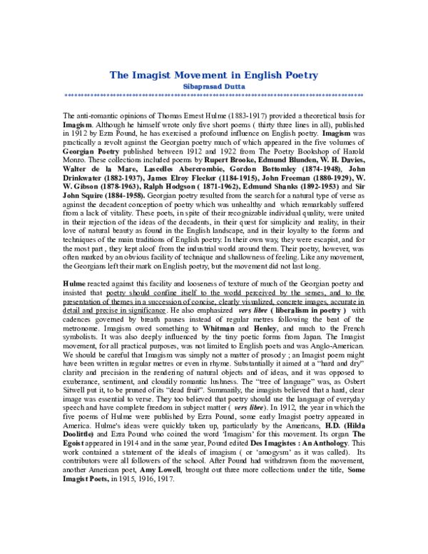 What is imagism in modern poetry picture