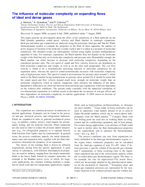 (PDF) The influence of molecular complexity on expanding flows of ideal ...