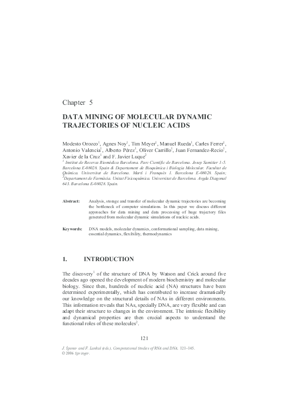 (PDF) Data Mining of Molecular Dynamics Trajectories of Nucleic Acids