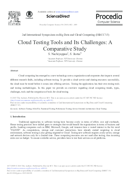 (PDF) Cloud Testing Tools and its Challenges: A Comparative Study