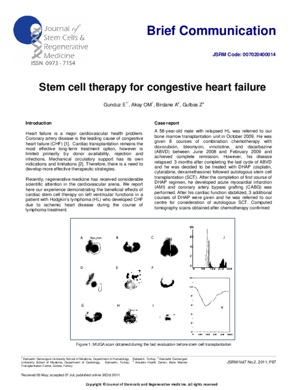 (PDF) Stem cell therapy for congestive heart failure