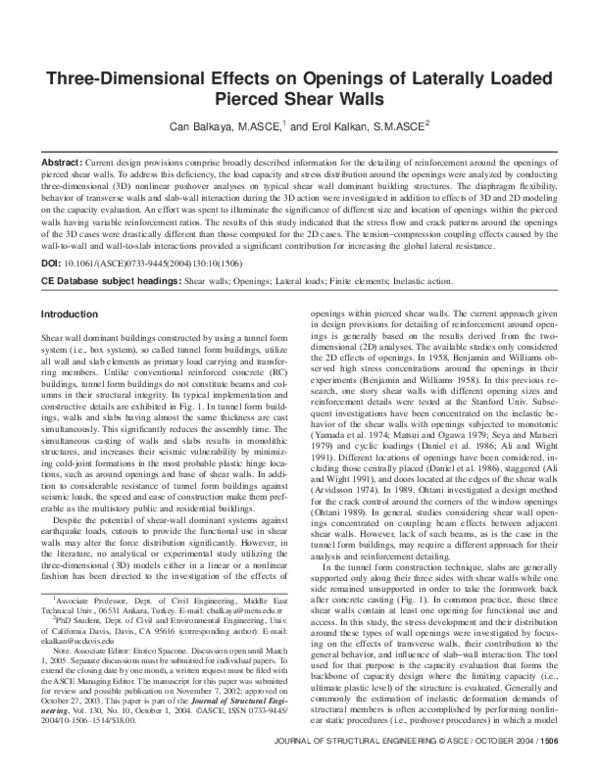 (PDF) Three-Dimensional Effects on Openings of Laterally Loaded Pierced ...
