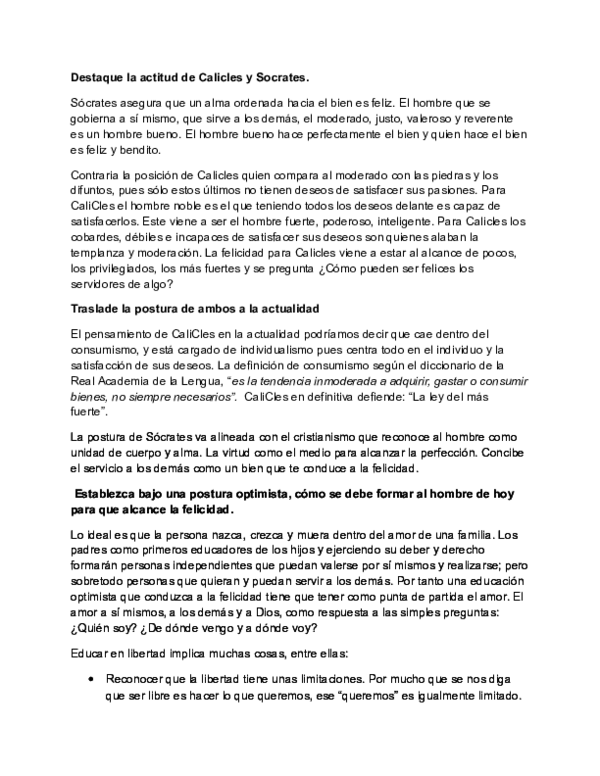 (DOC) Destaque la actitud de Calicles y Socrates