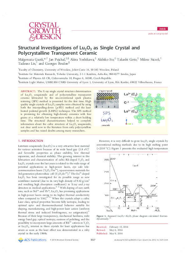(PDF) Structural Investigations of Lu 2 O 3 as Single Crystal and ...