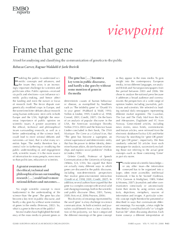 (PDF) Frame that gene. A tool for analysing and classifying the ...