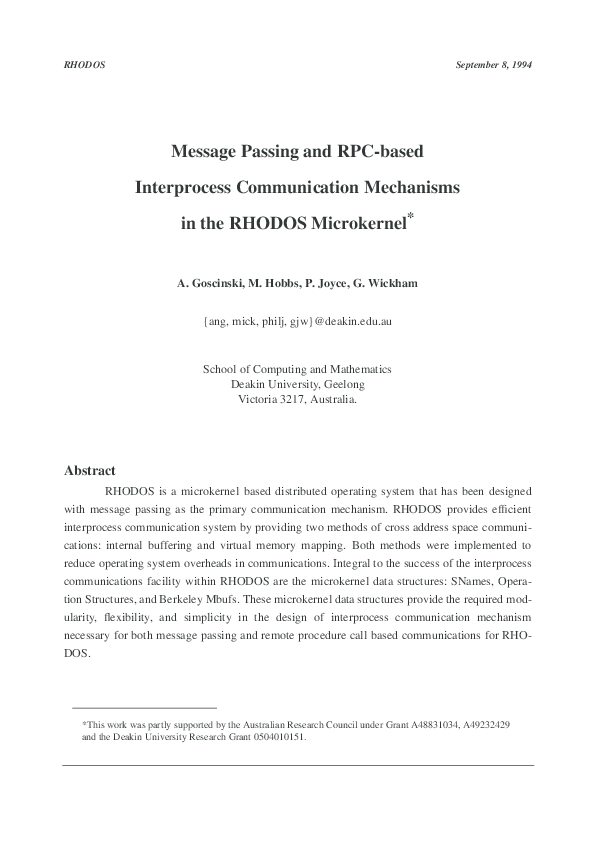 (PDF) Message Passing and RPC-based Interprocess Communication ...