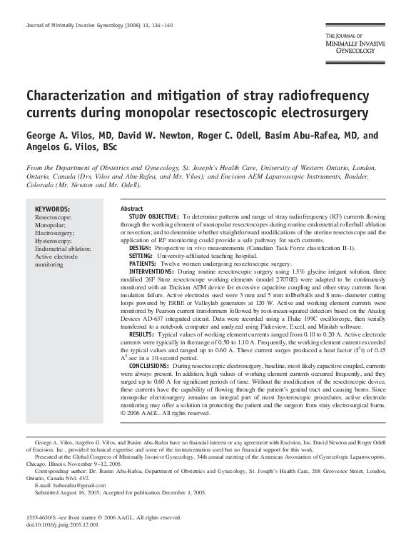 (PDF) Characterization and mitigation of stray radiofrequency currents ...