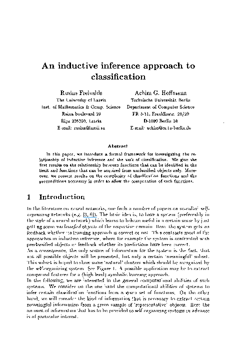 (PDF) An Inductive Inference Appoach to Classification. Lecture Notes ...