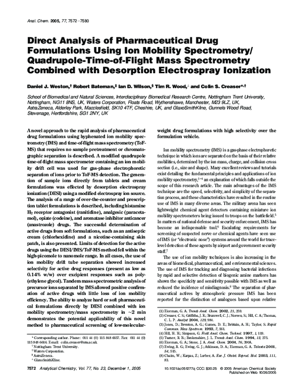 (PDF) Direct Analysis of Pharmaceutical Drug Formulations Using Ion