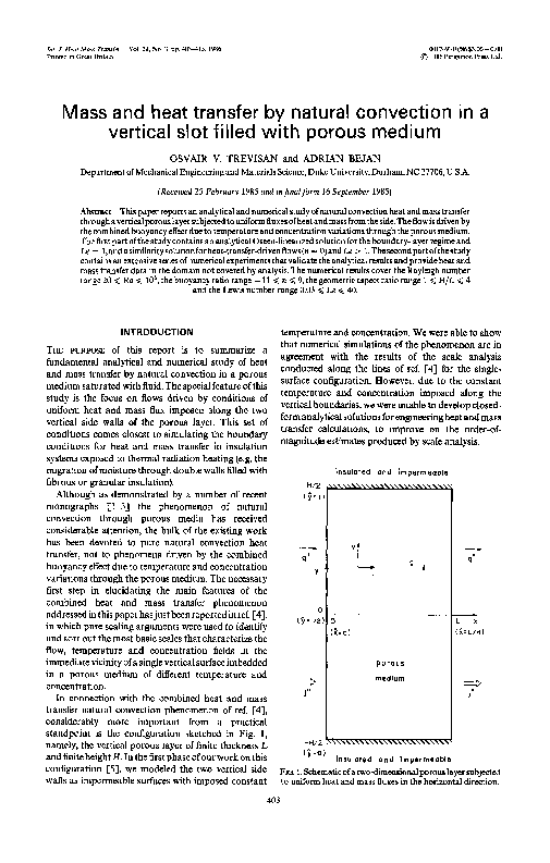 (PDF) Mass and heat transfer by natural convection in a vertical cavity