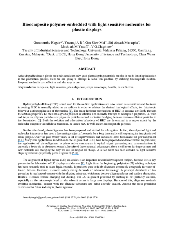 (PDF) Biocomposite polymer embedded with light-sensitive molecules for ...