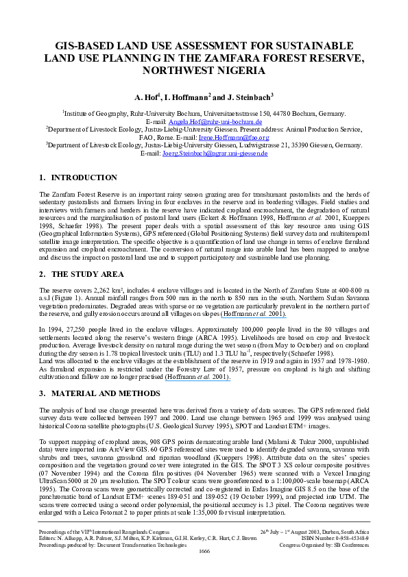 (PDF) GISbased land use assessment for sustainable land use planning