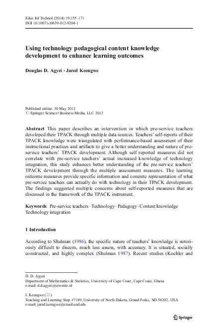 (PDF) Using technology pedagogical content knowledge development to ...