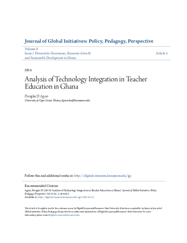 (PDF) Analysis of Technology Integration in Teacher Education in Ghana