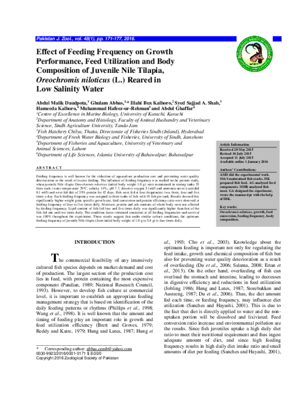 (PDF) Effect of Feeding Frequency on Growth Performance, Feed ...