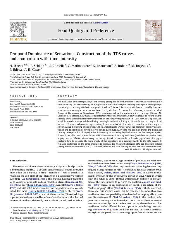 (PDF) Temporal Dominance of Sensations: Construction of the TDS curves ...