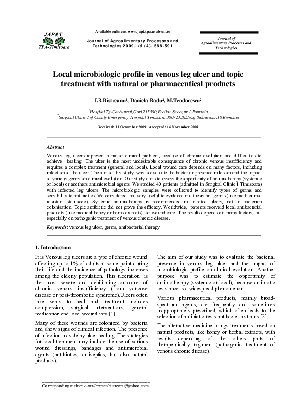 (PDF) Antibiotics and antiseptics for venous leg ulcers Liza Ovington