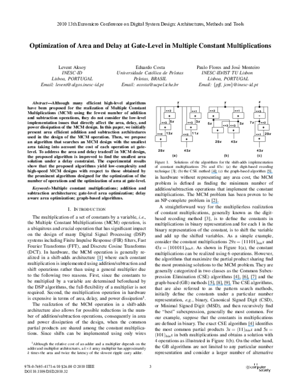 (PDF) Optimization of area and delay at gate-level in Multiple Constant ...