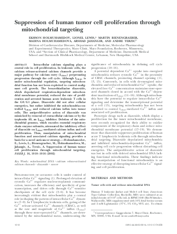 (PDF) Suppression of human tumor cell proliferation through ...