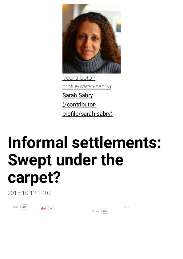 (PDF) Informal settlements Swept under the carpet? Sarah Sabry