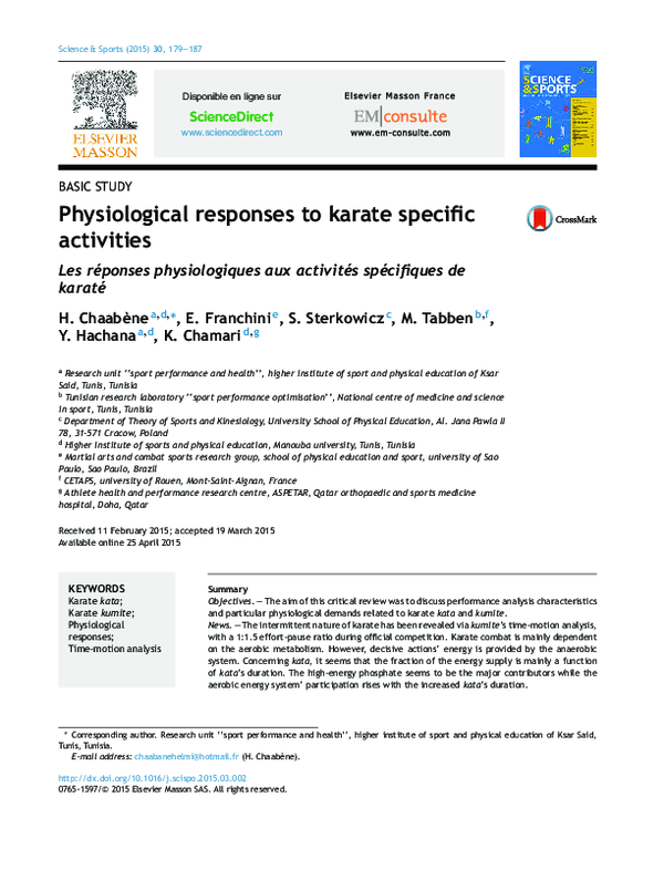 (PDF) Physiological responses to karate specific activities