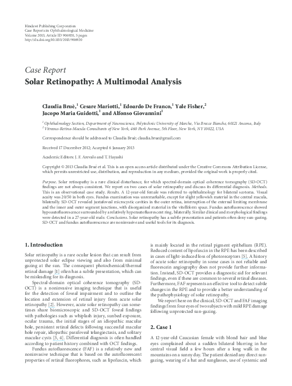(PDF) Solar Retinopathy: A Multimodal Analysis