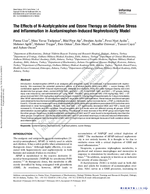 (PDF) The Effects of N-Acetylcysteine and Ozone Therapy on Oxidative ...