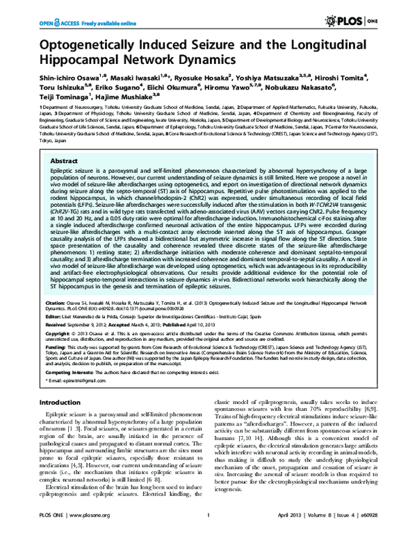 (PDF) Optogenetically Induced Seizure and the Longitudinal Hippocampal ...