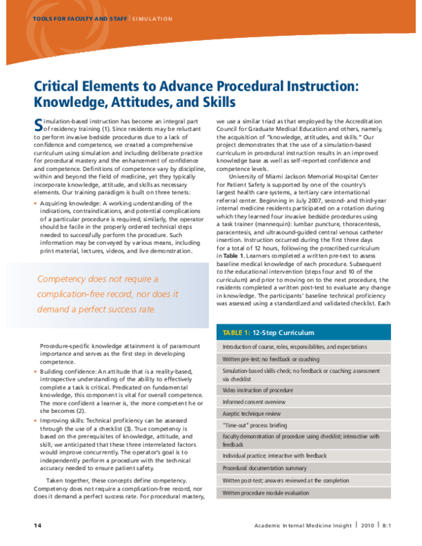 (PDF) Critical Elements to Advance Procedural Instruction: Knowledge ...