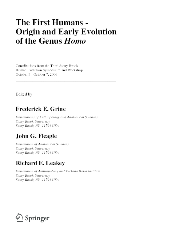 (PDF) The First Humans Origin and early evolution of the genus homo