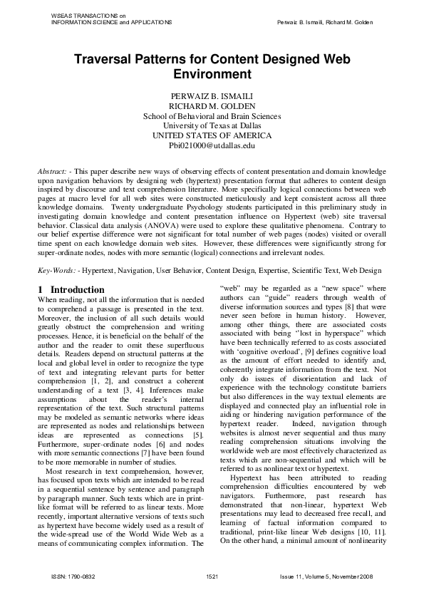 (PDF) Traversal Patterns for Content Designed Web Environment
