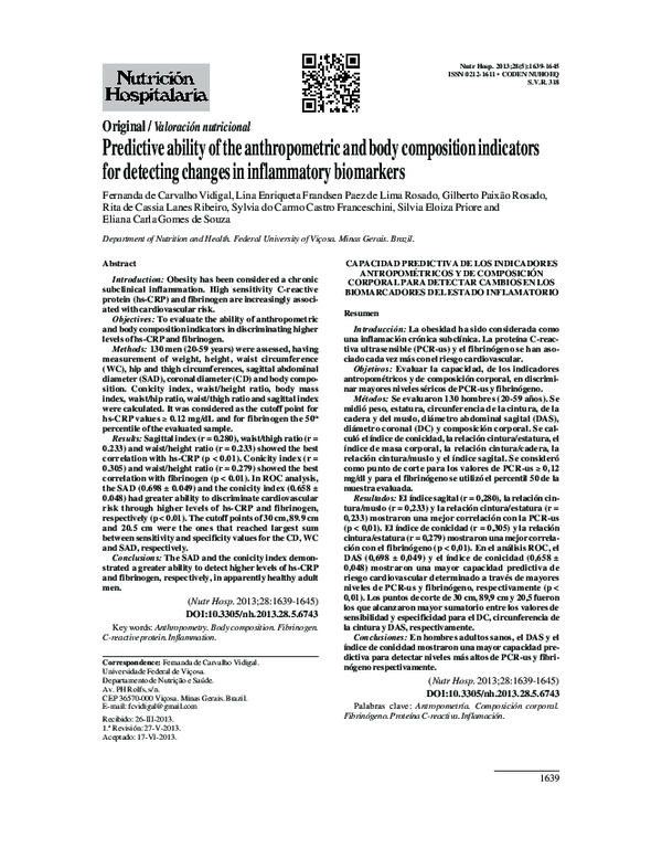(PDF) Predictive ability of the anthropometric and body composition ...
