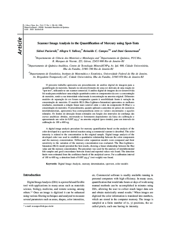 (PDF) Scanner image analysis in the quantification of mercury using ...