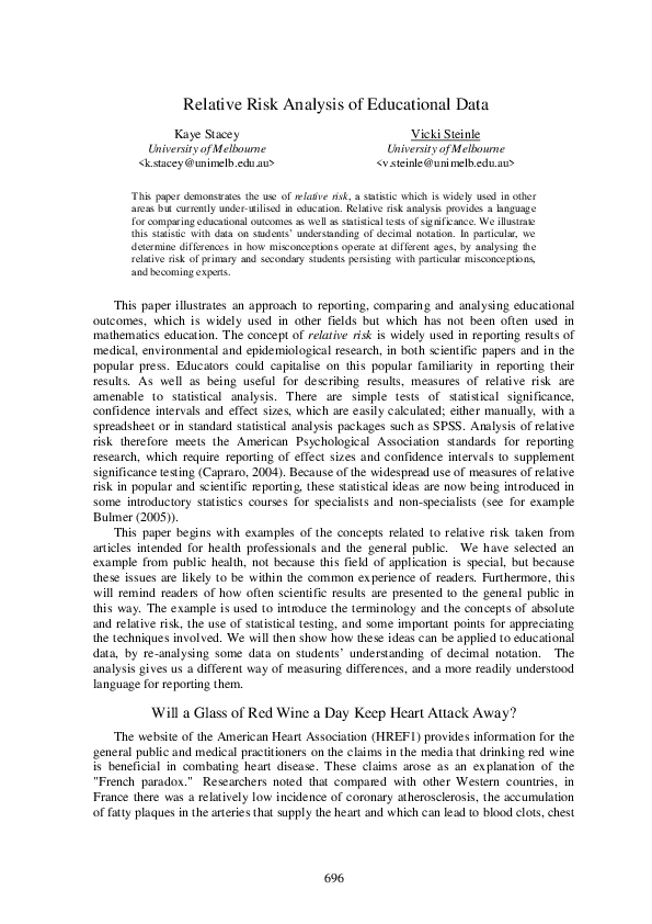 (PDF) Relative Risk Analysis of Educational Data