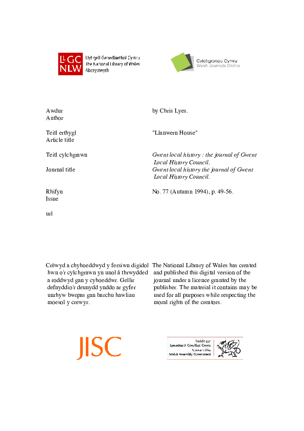 (PDF) Llanwern House The Early History Christopher Lyes Academia.edu