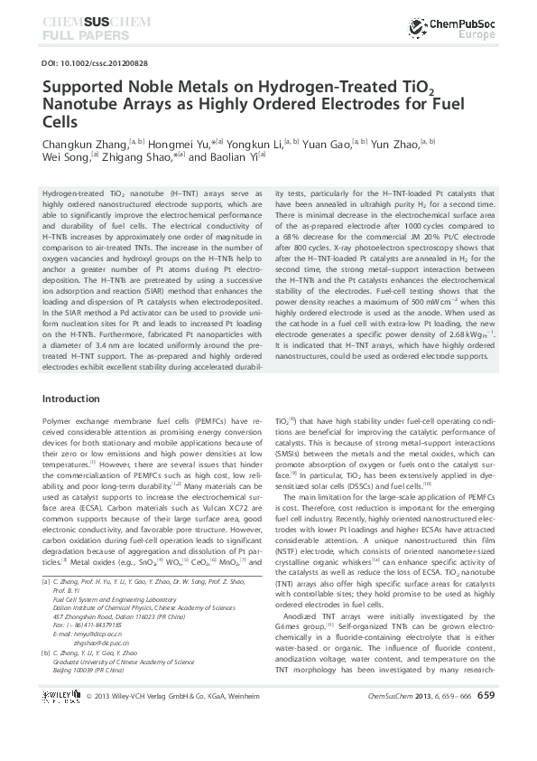 (PDF) Supported Noble Metals on Hydrogen-Treated TiO 2 Nanotube Arrays ...