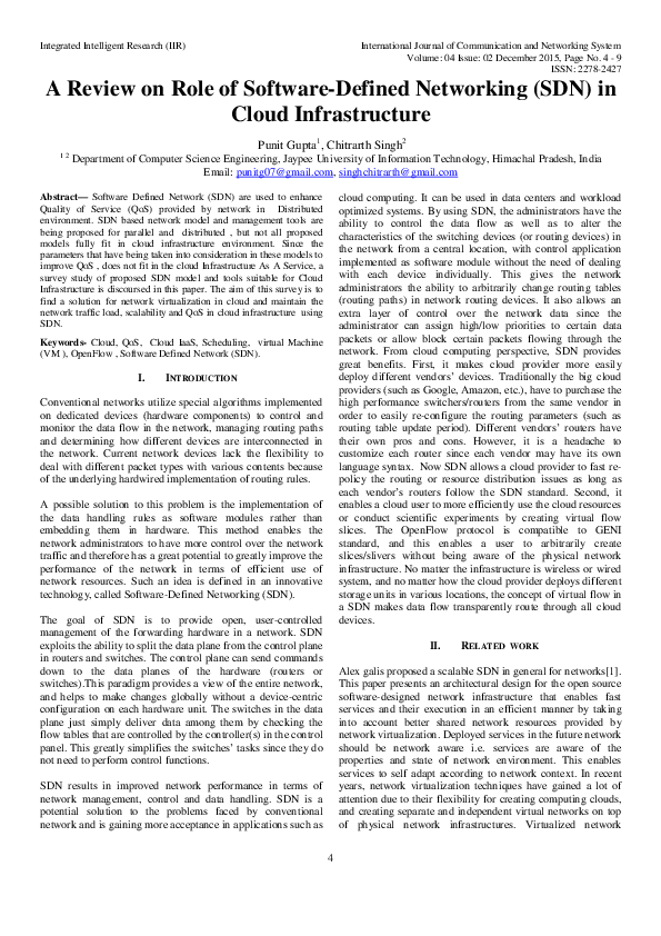 (PDF) A Review on Role of Software-Defined Networking (SDN) in Cloud ...