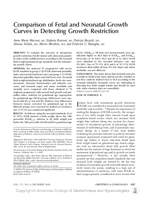 (PDF) Comparison of Fetal and Neonatal Growth Curves in Detecting ...
