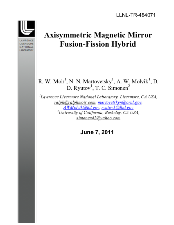 (PDF) Axisymmetric Mirror FusionFission Hybrid N