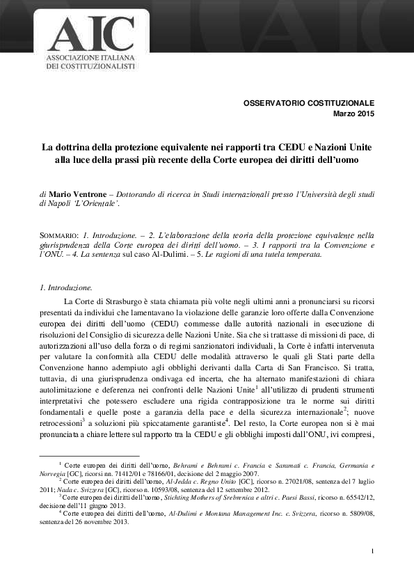 Pdf La Dottrina Della Protezione Equivalente Nei Rapporti